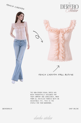 Peach Chiffon Frill Blouse