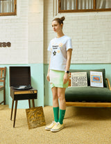Campus Lover With Star Crew Neck Light Gray Women's Short-Sleeved T-Shirt [For women]