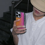 starry night silver epoxy case. pink orange