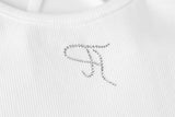 Jewel cross back tank top - white  