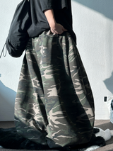 フロントフラッグプリントタトゥーポイントミリタリーバルーンサイドスリットロングパンツ💚🖤🤎