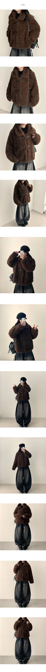 Elti fur fleece tteokboki button collar jacket