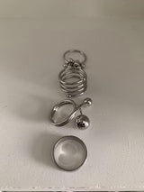 Silver balls layered 4ring SET