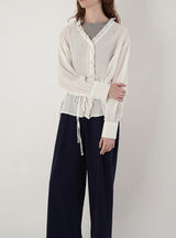 Frill v-neck blouse