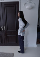 Boyfriend Henley Loose T-shirt (Light Gray)