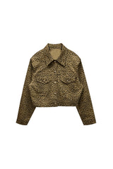LEOPARD TRUCKER JACKET / BEIGE