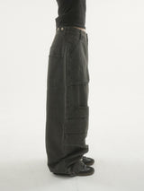 Cut-out バックルデニムパンツ -2C