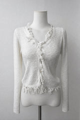 distressed fringe knit cardigan (2color)