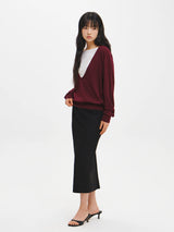DEEP V-NECK LOOSE FIT KNIT PULLOVER