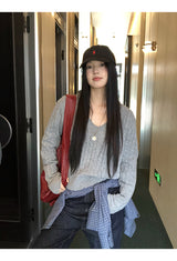 ツイスティドVネック長袖ニット
