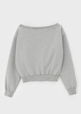 [MADE] Doobin Printed Off-Shoulder Fleece-Lined Sweatshirt