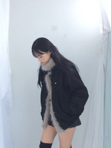 Milkfur high neck suede jumper