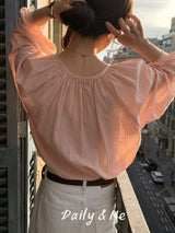 Round shirring blouse (2color)