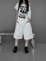 rivet flow bermuda pants (3color)