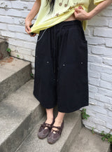 [unisex] Chibi Double Knee Wide Cotton Banding Pants