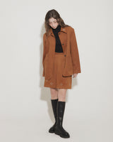 FAUX SUEDE STUDS JACKET [BROWN]