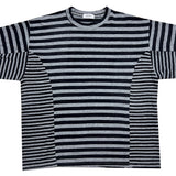 テンダーフロー ストライプ カラーブロック シングルブレスト長袖 Tシャツ (2 colors)