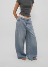 [B-DENIM] LIGHT WASHING WIDE JEANS 054