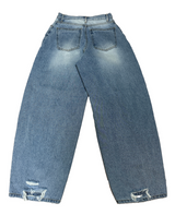DAMAGED BALLOON RIPPED DENIM💙 LIGHT BLUE DENIM PANTS