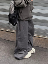 back code cotton wide pants