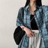 Handy Oversized Fit Checkered Short-Sleeved Shirt