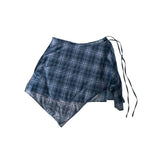 Check layered wrap skirt