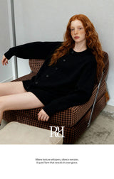 [Unisex]リザーブボタンオーバーフィットカーディガン[BLACK]
