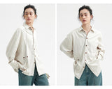 Adjustable spring and autumn retro suede shirt