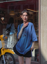 フラワーパッチピグメント半袖Tシャツ
