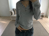 [ee] rib Button Hoodie