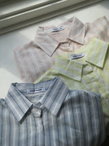 [MADE] Vines Striped Sheer Short-Sleeve Shirt