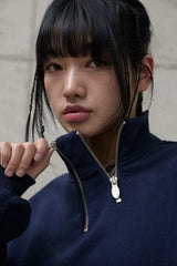 Double zipper high-neck sweatshirt