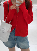 Loop Summer Ribbed Knit Cardigan / 4 colors