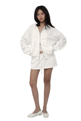 Basic logo low rise sweat skirt, White