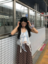 ラブサム レース フリル リボン スリーブレス トップ