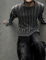 Dying Pigment Wash V-Neck Knitwear