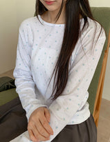 26SS★ [BAONHAUS] Sorea Flower Ribbed Long Sleeve Tee
