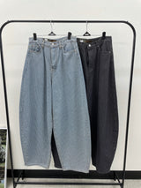striped mega-denim pants