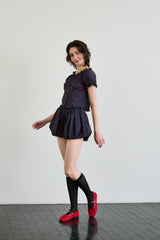 MINI HEART BALLOON SKIRT PANTS / NAVY