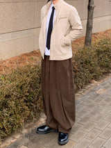 Wide Curved Cotton Pants