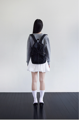 Classic Shirring Nylon Backpack – black