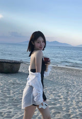 [ 2-piece / daily ] glint deep black see-through bikini / monokini