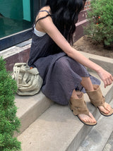Ume Check Tiered Long Sleeveless Bustier One Piece (Adjustable Straps)