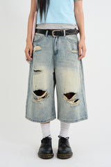 Distressed Bermuda Denim Pants