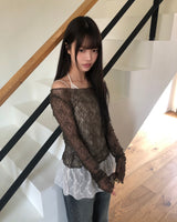シュヒンレイヤードレースニット
