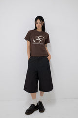 Big Graphic Logo Crop Tee Brown