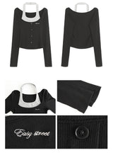 ホルターレイヤードツーピース長袖Tシャツ