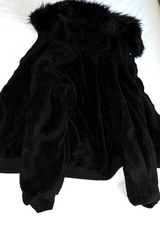 Deep Black Semi-Crop Fur Silver Winter Jumper Jacket - Deep Black