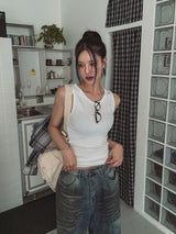 [U-BASIC] Basic U-neck Merryyas Ribbed Sleeveless