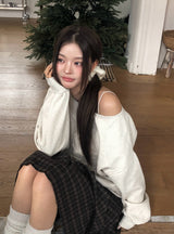 Daren Wool Pleated Check Midi Skirt